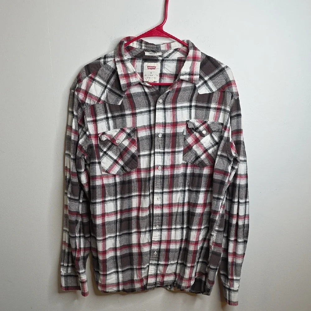 Levi's Plaid Flannel Pearlsnap Sz XL Shirt
